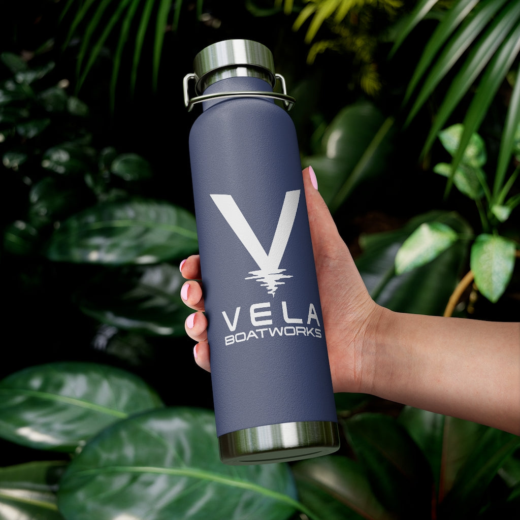 Vela White Logo 22oz Vacuum Insulated Bottle